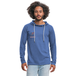 Bleacher Fan Small Logo Lightweight T-Shirt Hoodie - heather Blue